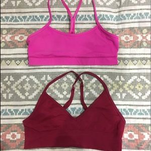 Lululemon yoga bras lot pink and burgundy